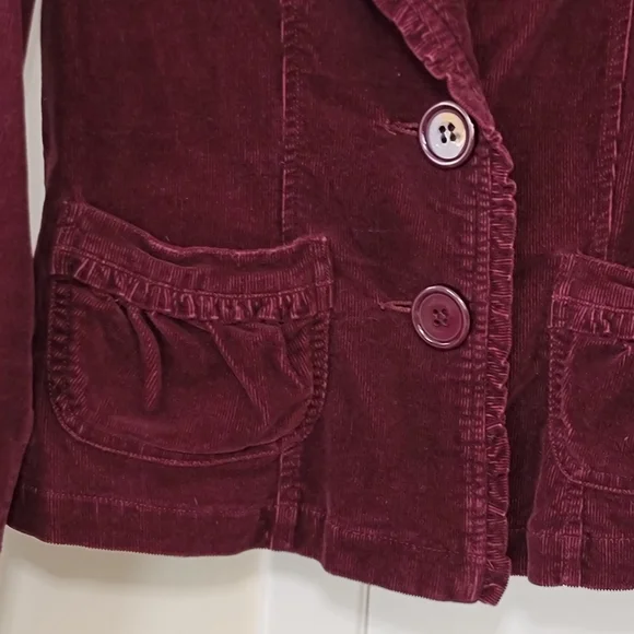 Sashimi Corduroy Jacket Button Maroon Dark Wine Red Burgundy Y2K 2000 - Picture 4 of 7